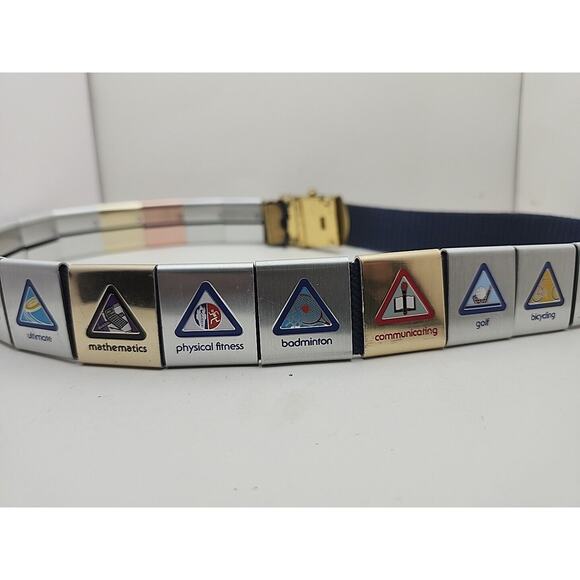 BSA Cub Scout Belt w/ Brass Buckle & 19 Merit Badges Adventure Loop Slides 31 in - Picture 7 of 8